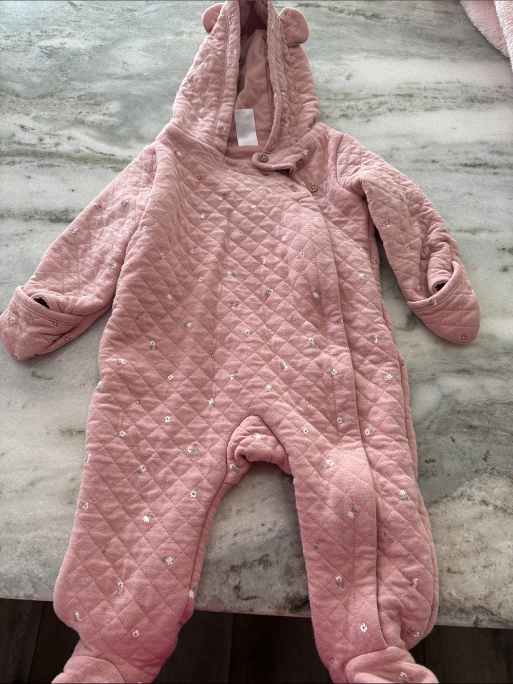 Carter's Pink Quilted Hooded One-Piece Snowsuit